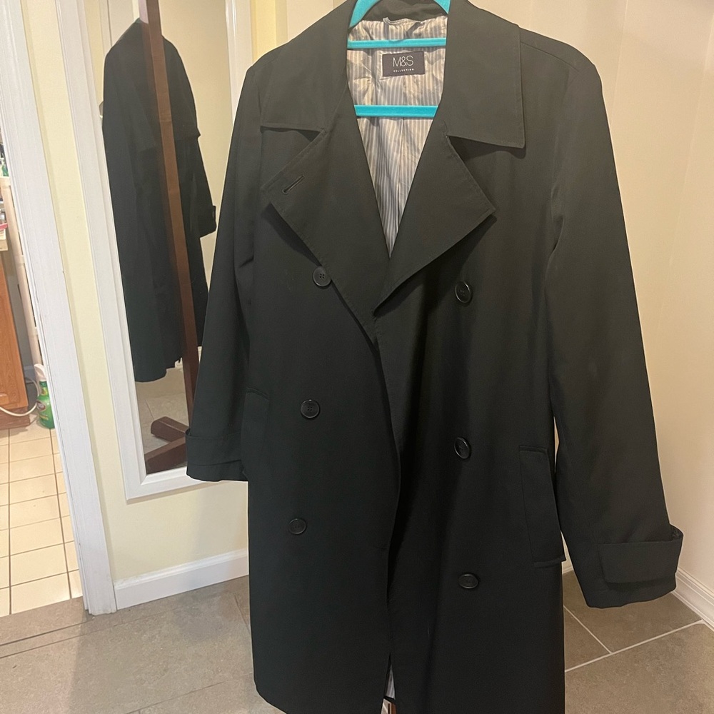 M&S Black Double-Breasted Coat